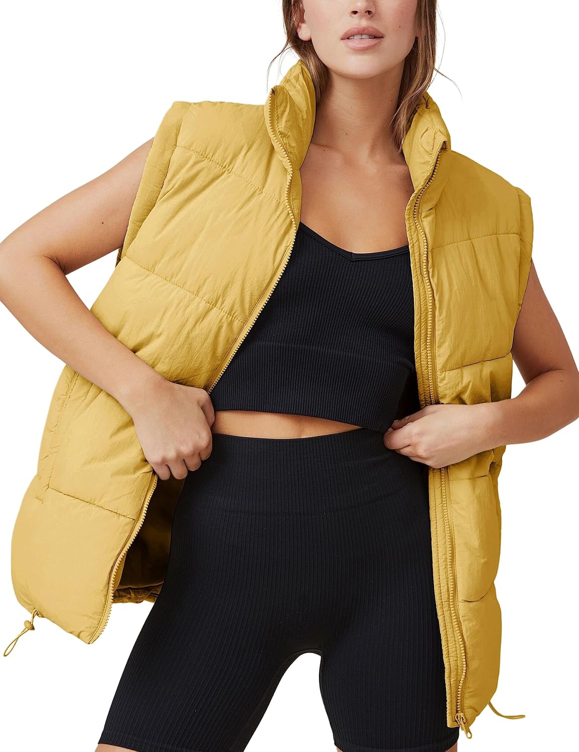Athlisan Womens Zip Up Puffer Vest Stand Collar Sleeveless Padded Jacket Coat