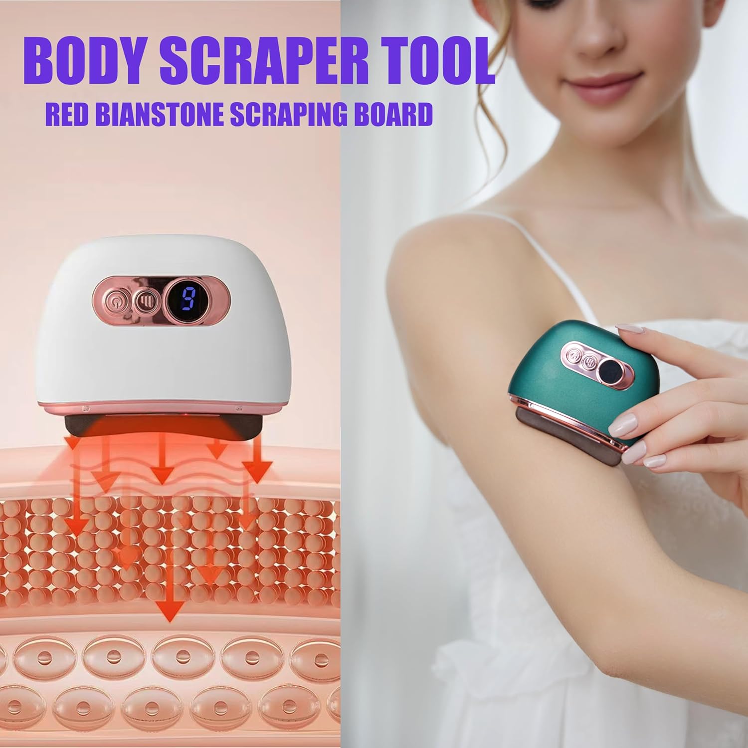 Gua Sha Electric Face Massager & Body Scraper Tool for Facial Lifting, Skin Tightening, Jawline Sculpting, Face Lift, Double Chin,Heat/Electric Vibration, Anti-Aging/Wrinkles.