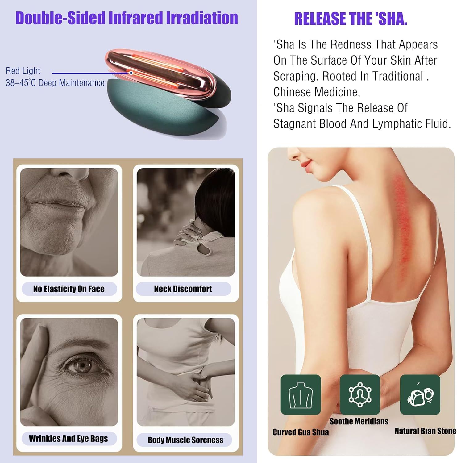 Gua Sha Electric Face Massager & Body Scraper Tool for Facial Lifting, Skin Tightening, Jawline Sculpting, Face Lift, Double Chin,Heat/Electric Vibration, Anti-Aging/Wrinkles.