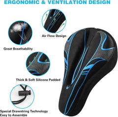 Padded Gel Bike Seat Cover, Compatible with Peloton, Adjustable for Men & Womens