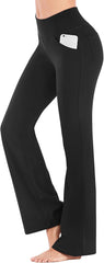 Bootcut Yoga Pants with Pockets for Women Wide Leg Pants High Waist Workout Pants Tummy Control Work Pants 4 Pockets