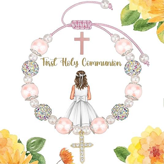 Elegant Diamond-Encrusted Cross Charm Bracelet with Pink Pearls – Handwoven Crystal Bead Chain for Ladies Luxurious Fashion Jewelry