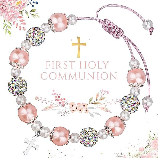 Elegant Diamond-Encrusted Cross Charm Bracelet with Pink Pearls – Handwoven Crystal Bead Chain for Ladies Luxurious Fashion Jewelry