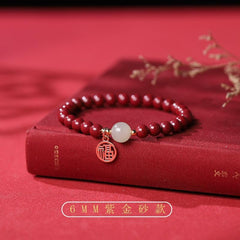 Zhu Sha Bai Yu Fu Brand Purple Gold Sand Transit Bracelet for Women, Emperor Sand Opening Transport Bracelet, Mother's Day Gift