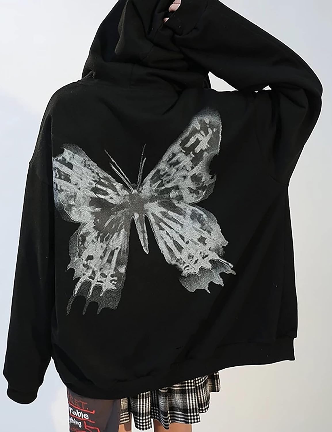 MISSACTIVER Women’s Casual Graphic Printed Hoodies Oversized Zip Up 90S E-Girl Streetwear Grunge Jacket
