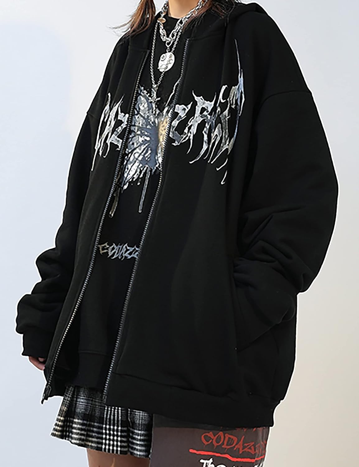 MISSACTIVER Women’s Casual Graphic Printed Hoodies Oversized Zip Up 90S E-Girl Streetwear Grunge Jacket
