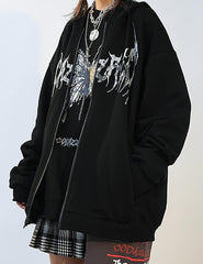 MISSACTIVER Women’s Casual Graphic Printed Hoodies Oversized Zip Up 90S E-Girl Streetwear Grunge Jacket