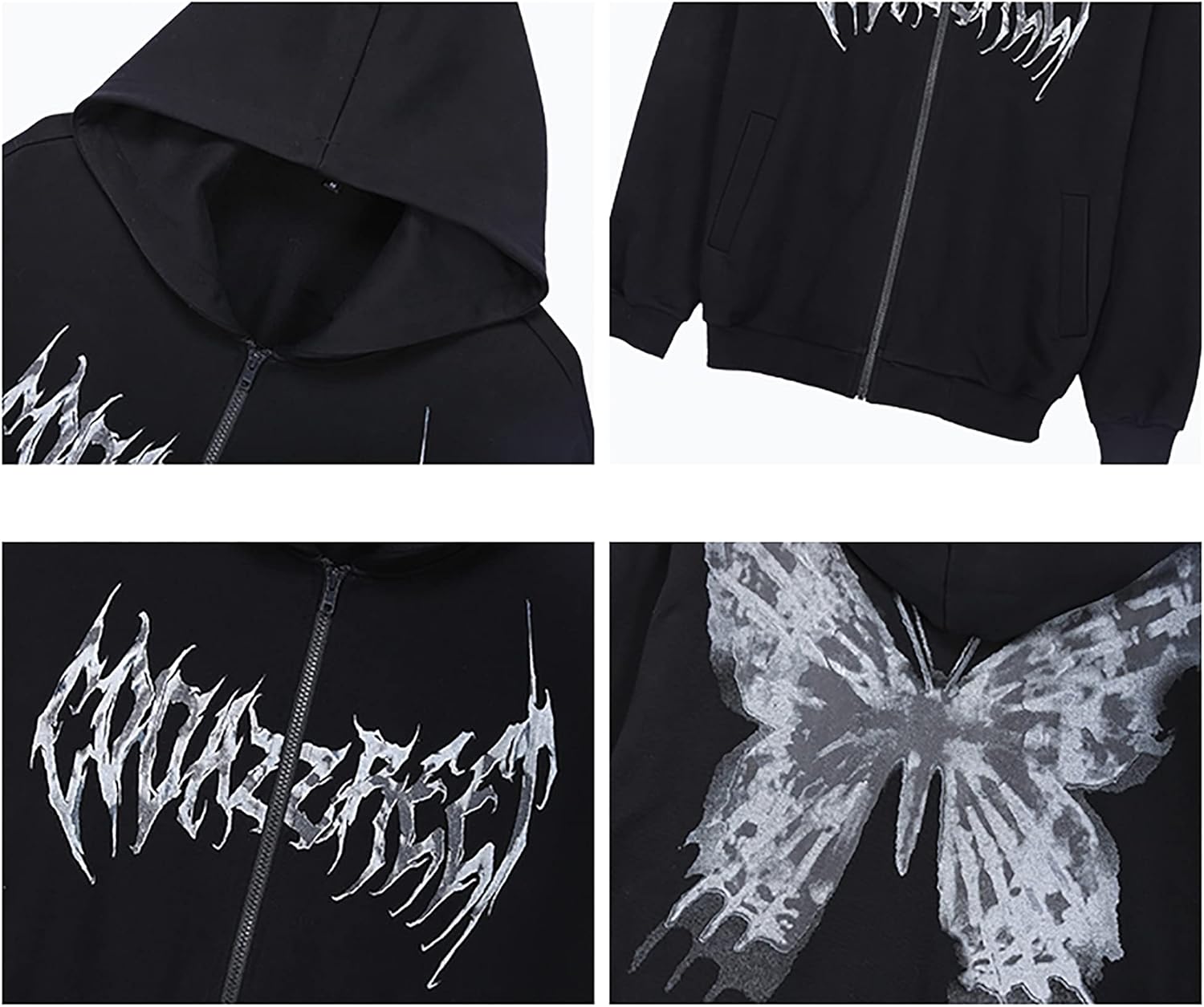 MISSACTIVER Women’s Casual Graphic Printed Hoodies Oversized Zip Up 90S E-Girl Streetwear Grunge Jacket