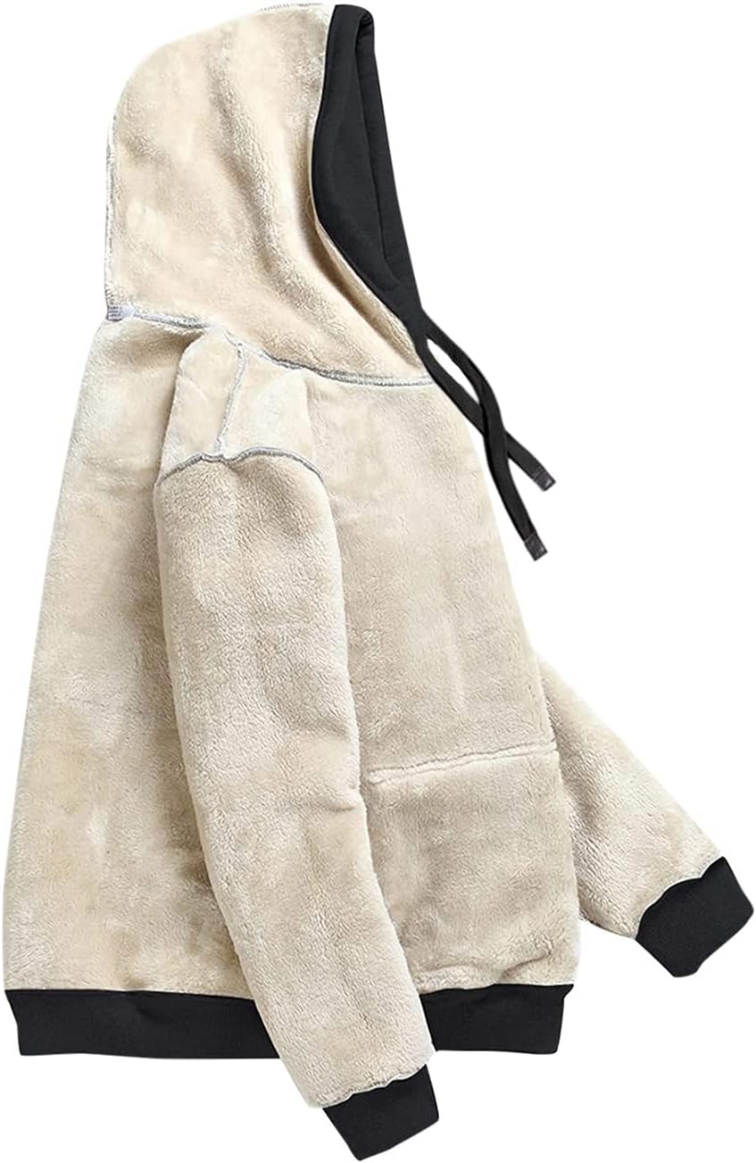 Haellun Womens Casual Winter Warm Fleece Sherpa Lined Pullover Hooded Sweatshirt