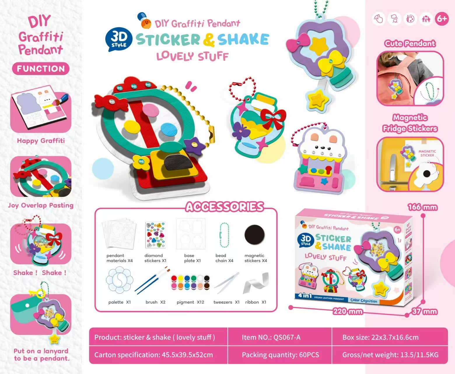 Children's puzzle DIY graffiti magnetic pendant