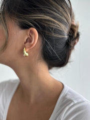 14K Gold Plated 925 Sterling Silver Post Teardrop Chunky Hoop Earrings for Women