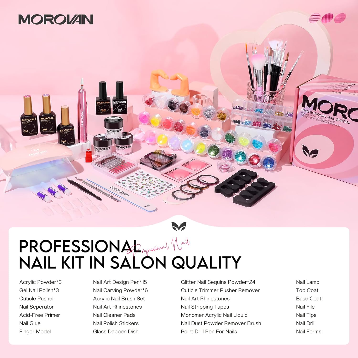 Complete Acrylic Nail Kit - Beginner-Friendly Pro Set with Drill (30 Pieces)