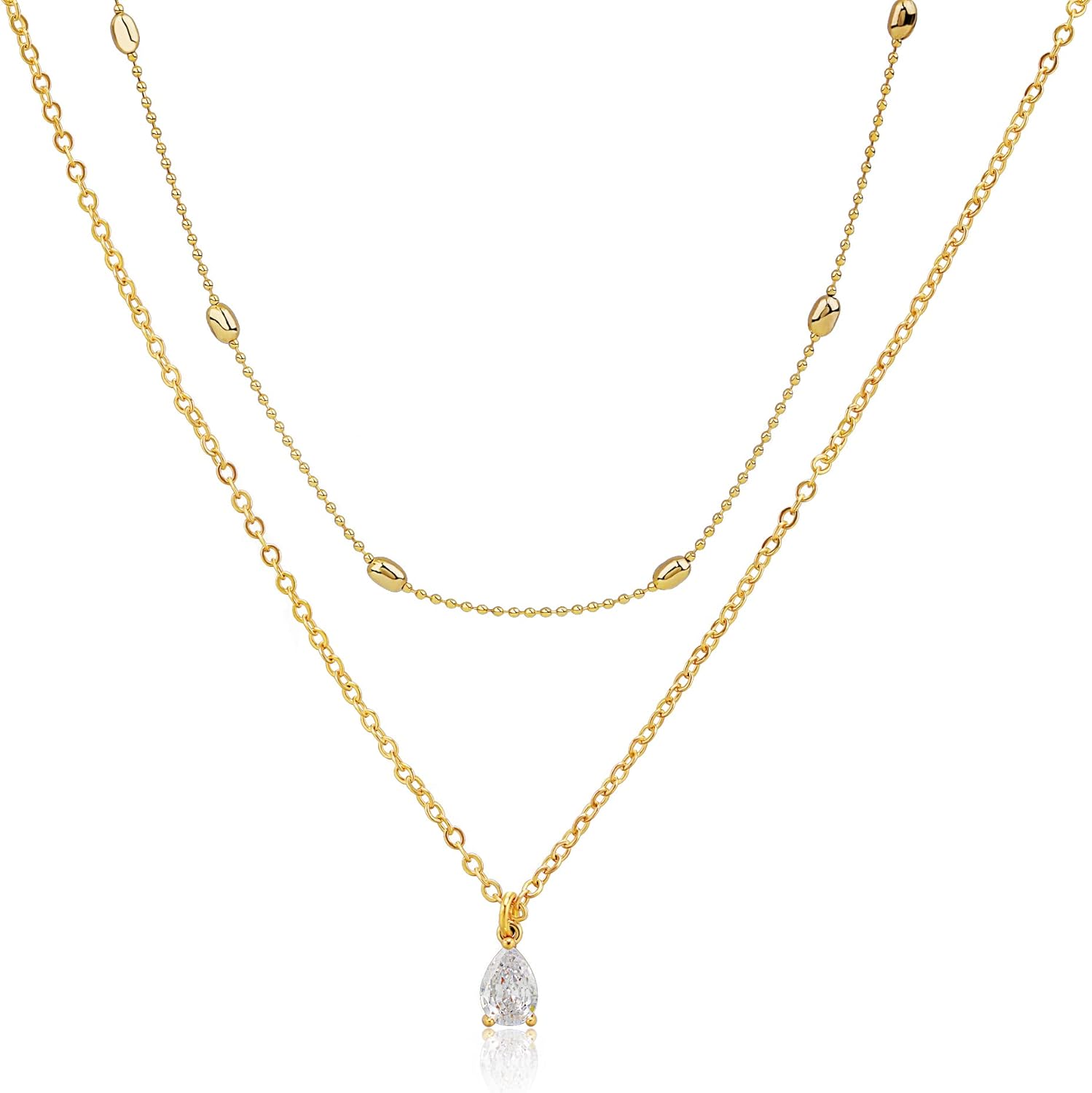 Diamond Necklaces for Women, Dainty 14k Gold/Sterling Silver Choker Necklace Simple Gold Plated CZ  for Women Trendy Gifts