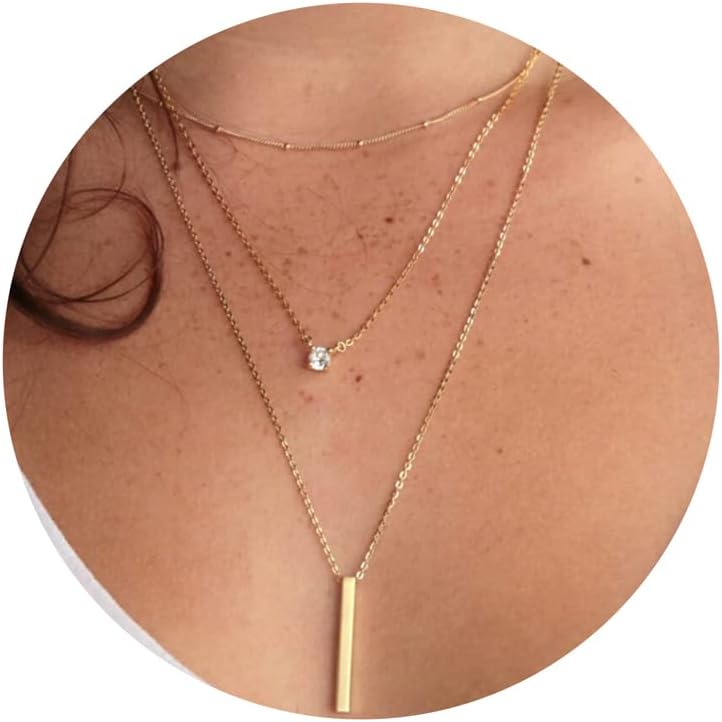 Diamond Necklaces for Women, Dainty 14k Gold/Sterling Silver Choker Necklace Simple Gold Plated CZ  for Women Trendy Gifts