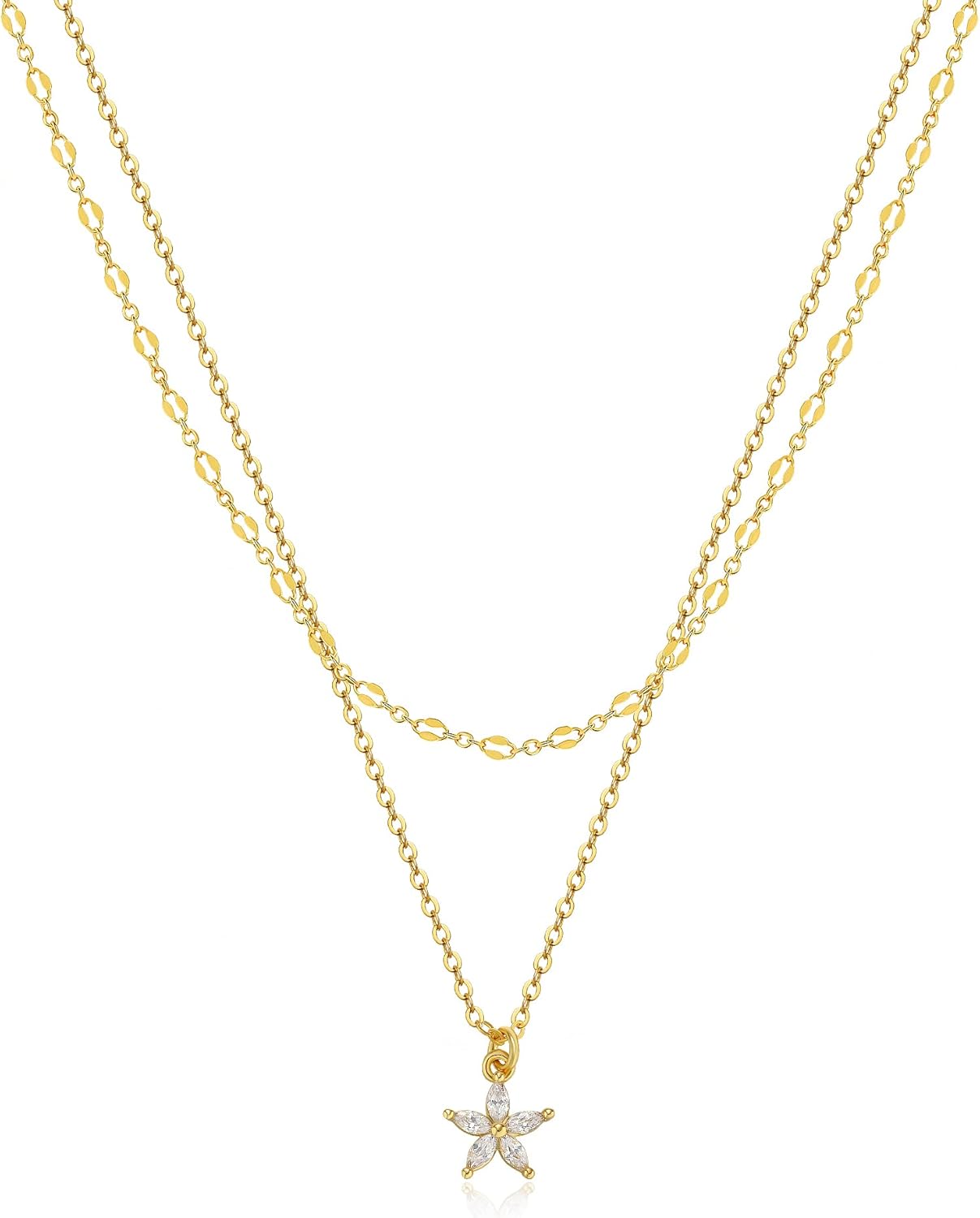 Diamond Necklaces for Women, Dainty 14k Gold/Sterling Silver Choker Necklace Simple Gold Plated CZ  for Women Trendy Gifts