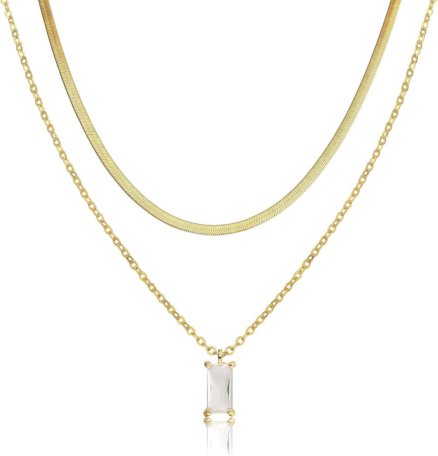 Diamond Necklaces for Women, Dainty 14k Gold/Sterling Silver Choker Necklace Simple Gold Plated CZ  for Women Trendy Gifts