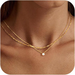 Diamond Necklaces for Women, Dainty 14k Gold/Sterling Silver Choker Necklace Simple Gold Plated CZ  for Women Trendy Gifts