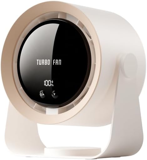 5 Speed Silent High-Speed Desk Fan with Battery Power, Silent Digital Display Portable Fan for Office, Bedroom, Kitchen, Home, Outdoor