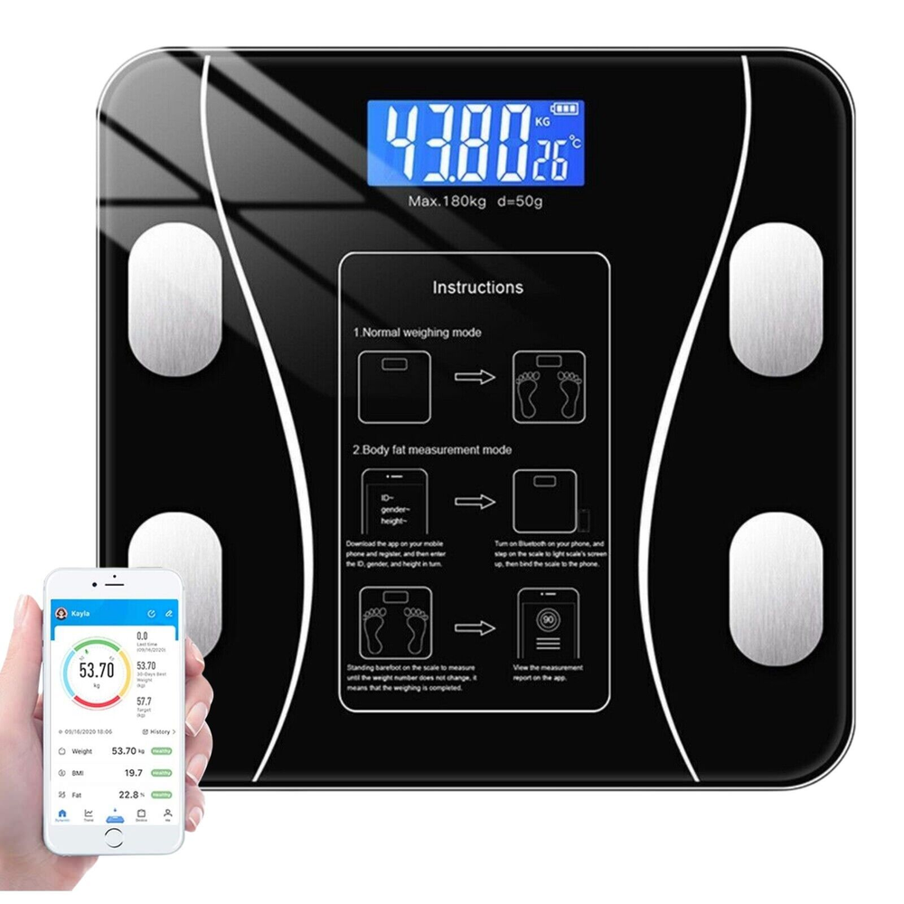 Digital Body Weight Scale Backlit Display High Precision Bluetooth Bathroom Scale