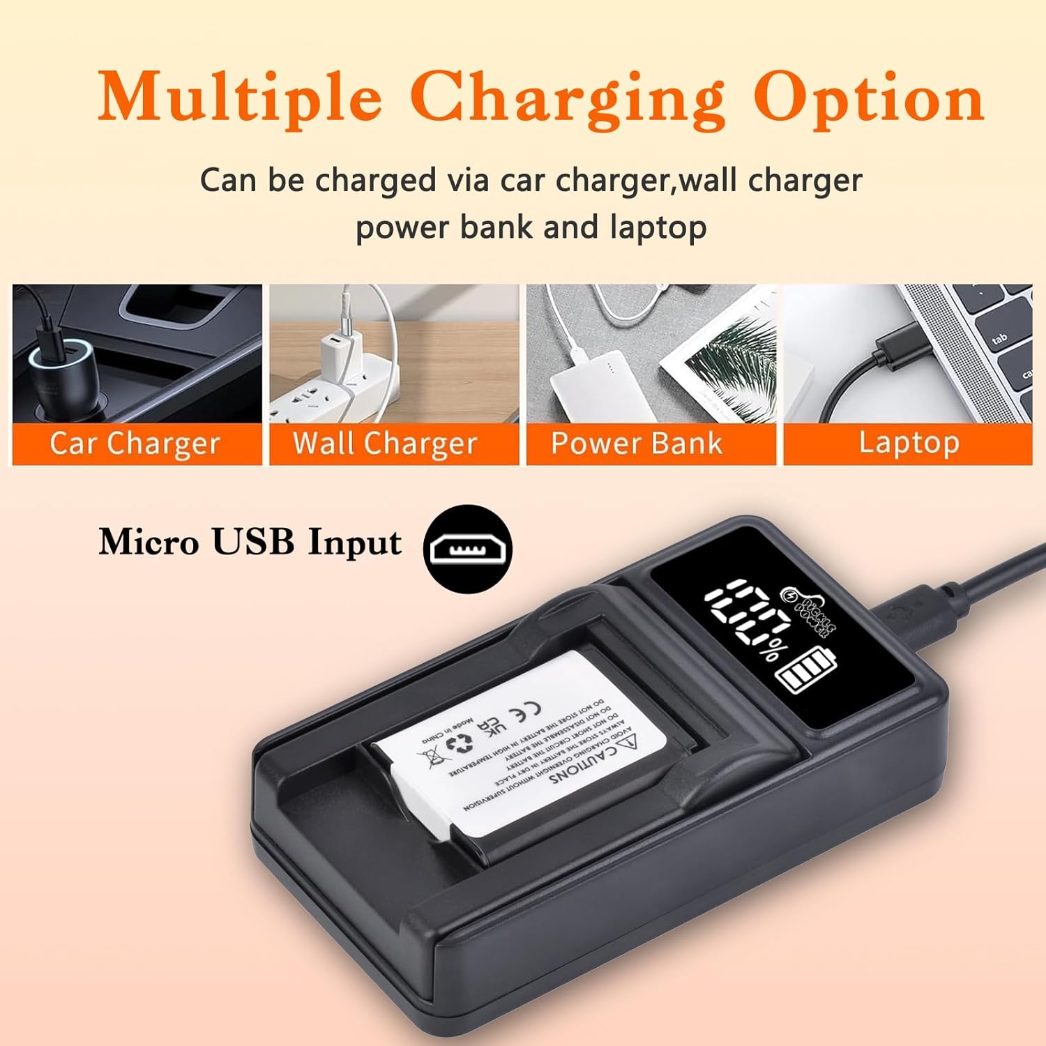 EN-EL19/NP-BJ1 Battery & LED USB Charger for Nikon Coolpix S32/S33/S100/S2800/S3100/S3200/S3300/S3500/S3600/S3700 and more