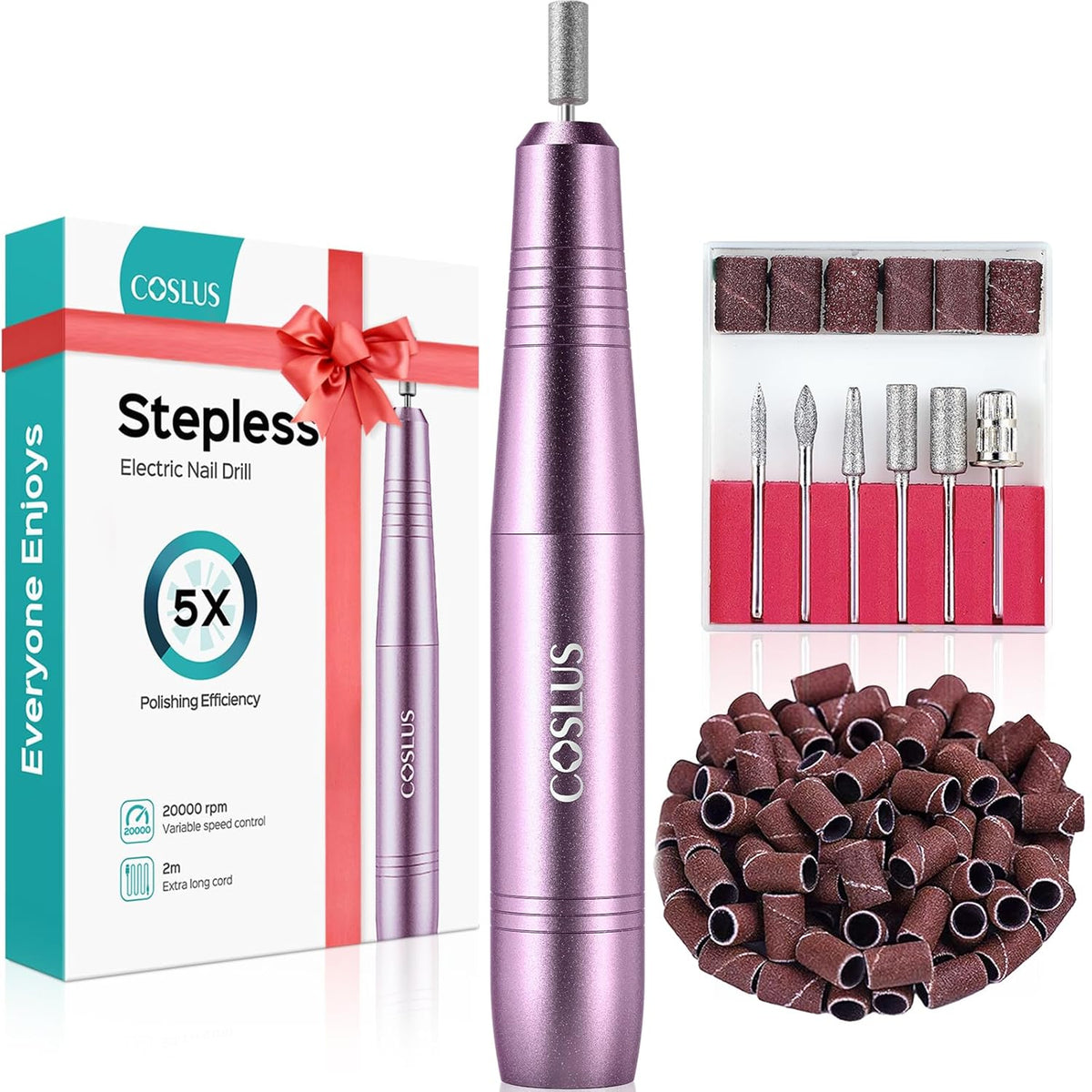 Electric Nail Drill File – Professional Tool for Acrylic/Gel/Dip Nails, Portable Kit with Polishing Tools & Bits/Bands