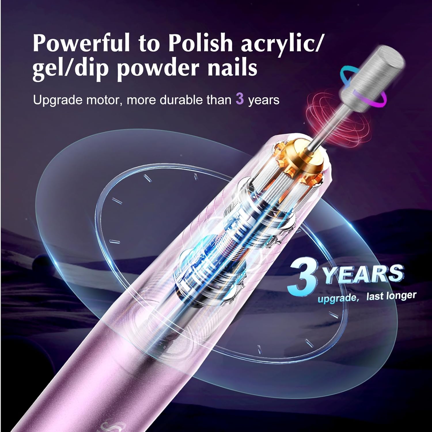 Electric Nail Drill File – Professional Tool for Acrylic/Gel/Dip Nails, Portable Kit with Polishing Tools & Bits/Bands
