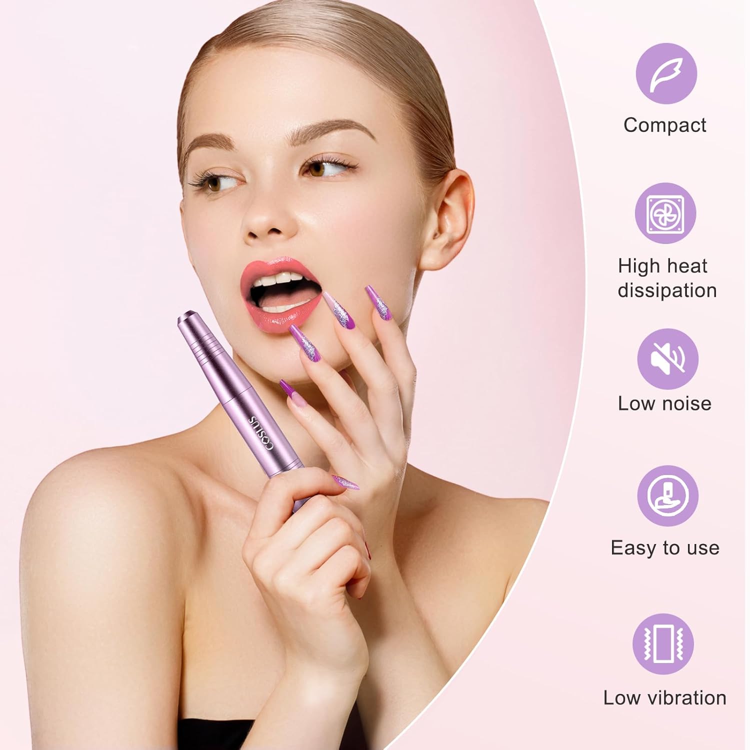 Electric Nail Drill File – Professional Tool for Acrylic/Gel/Dip Nails, Portable Kit with Polishing Tools & Bits/Bands