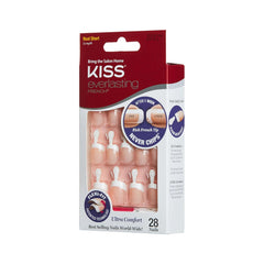 Everlasting French Pedicure Kit - Chip-Free Glue-On Toenails (24pc), Flexi-Fit Tech, Pink Gel Glue, Mini Tools
