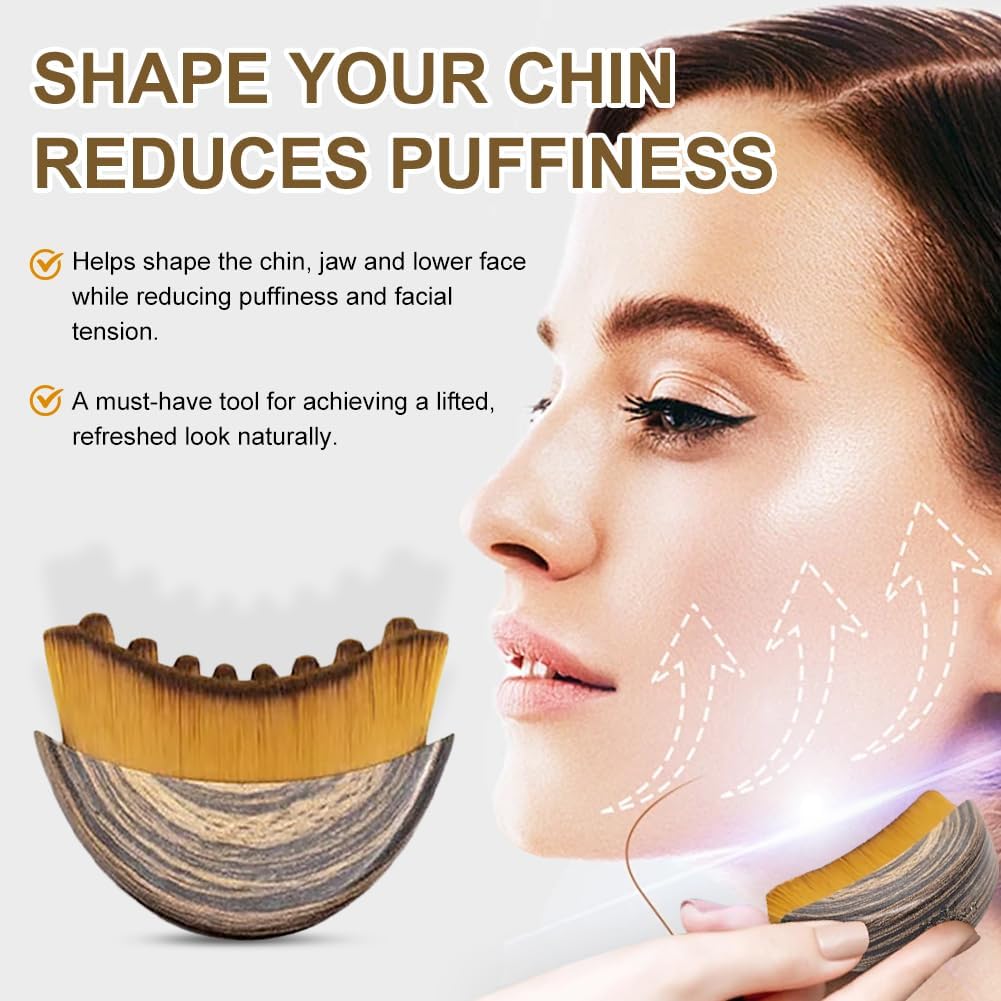 Lymphatic Contour Face Brush—Dry Brushing & Lymph Drainage Massager, Ergonomic Design for Face, Chin & Jawline Sculpting (1-Piece)