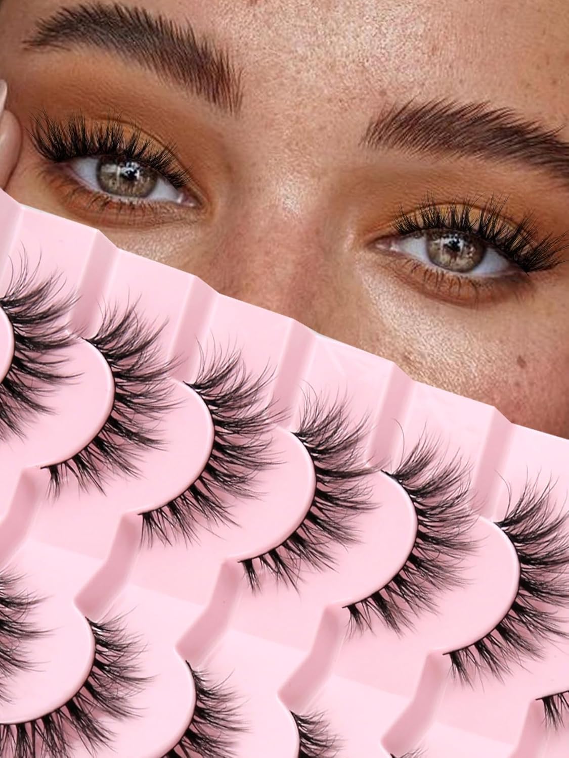Wispy Lashes False Eyelashes Natural 16mm Fluffy Eyelashes Strip Lashes Pack 3D