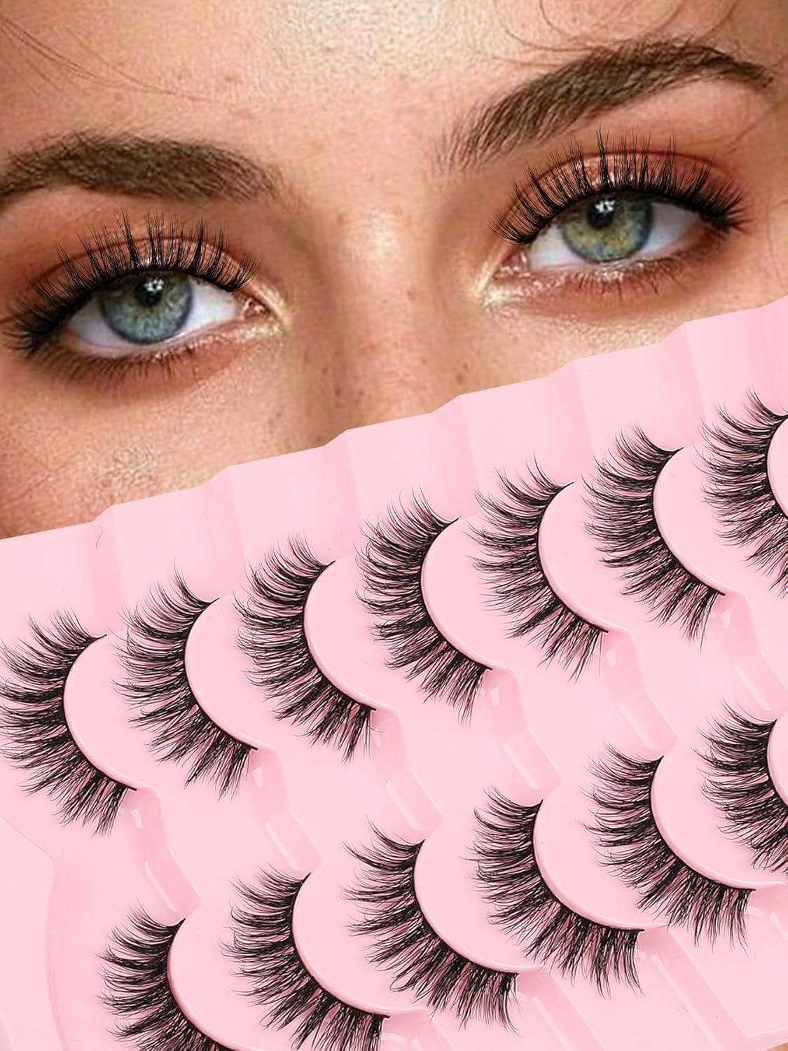 Wispy Lashes False Eyelashes Natural 16mm Fluffy Eyelashes Strip Lashes Pack 3D