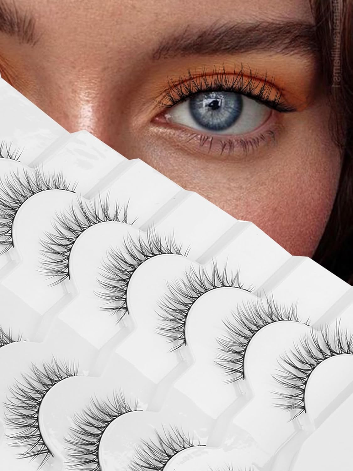 Wispy Lashes False Eyelashes Natural 16mm Fluffy Eyelashes Strip Lashes Pack 3D