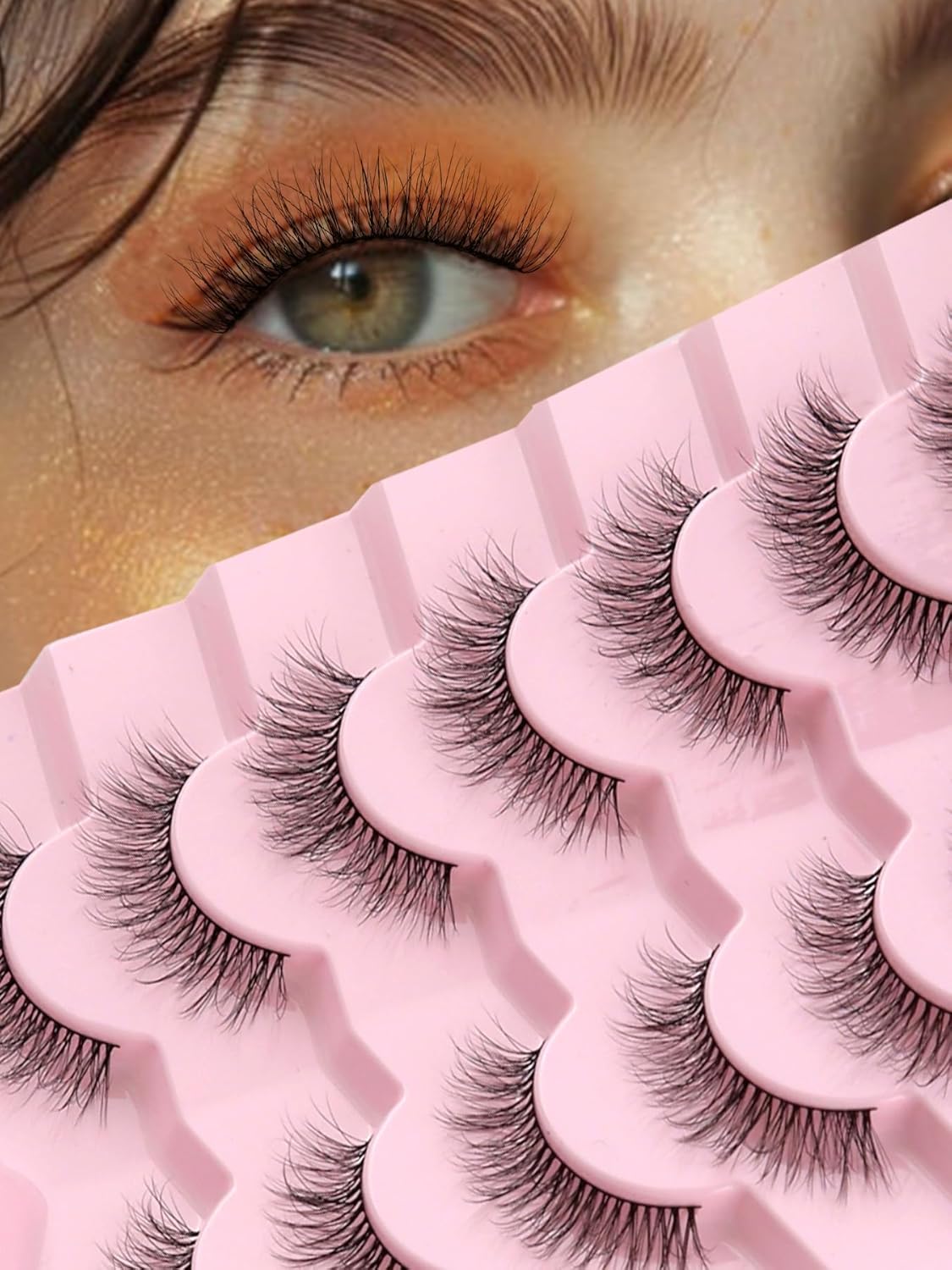 Wispy Lashes False Eyelashes Natural 16mm Fluffy Eyelashes Strip Lashes Pack 3D