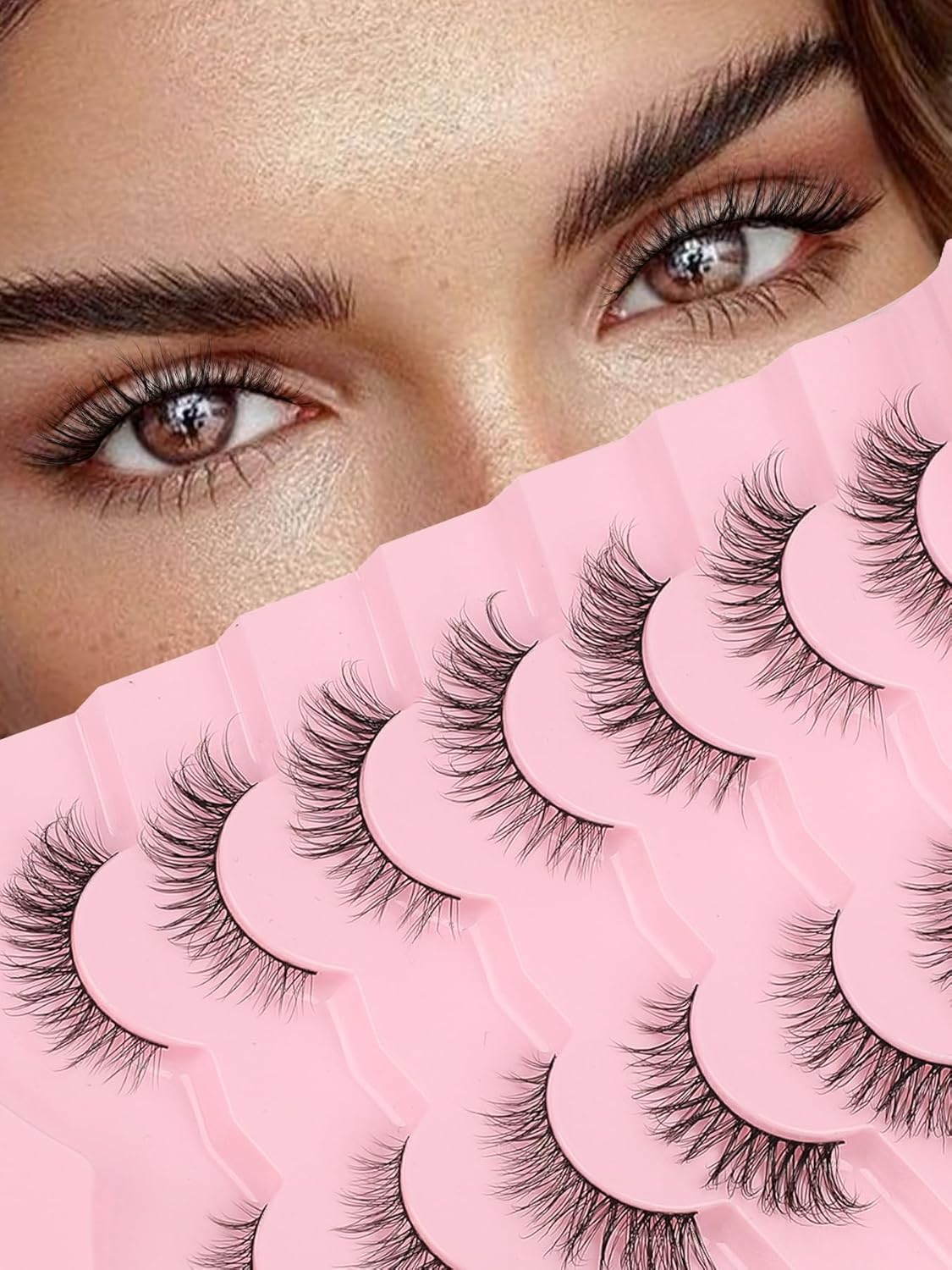 Wispy Lashes False Eyelashes Natural 16mm Fluffy Eyelashes Strip Lashes Pack 3D