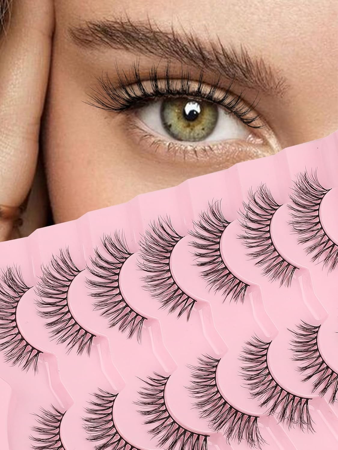 Wispy Lashes False Eyelashes Natural 16mm Fluffy Eyelashes Strip Lashes Pack 3D