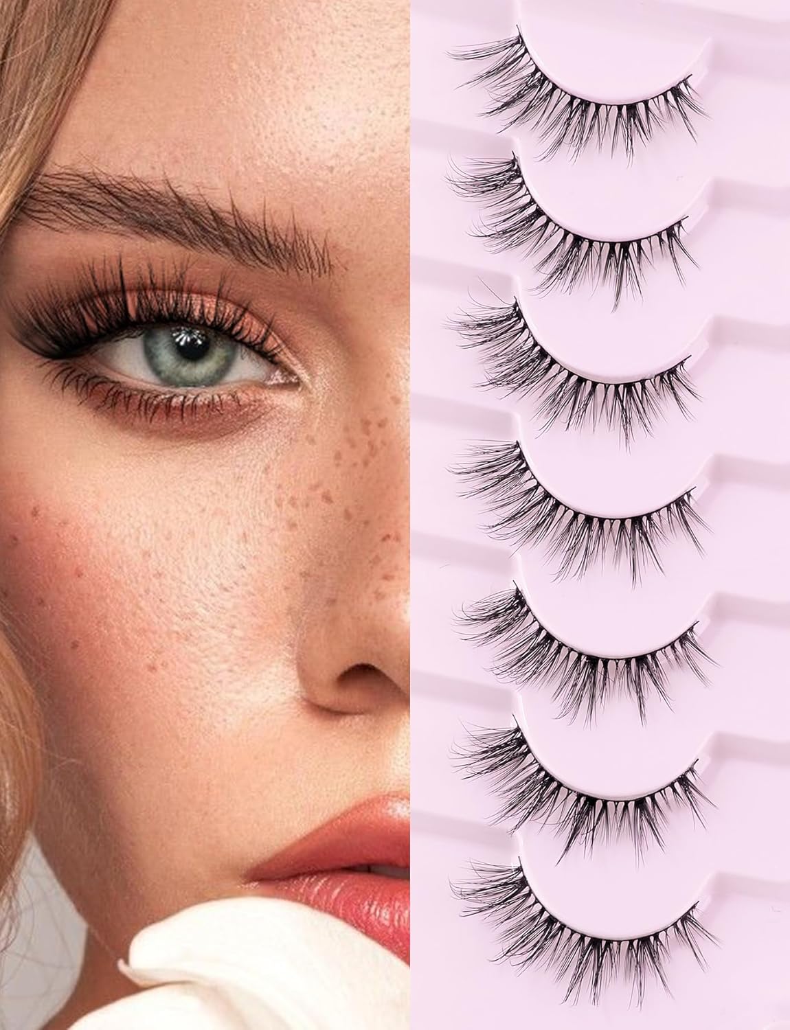 Wispy Lashes False Eyelashes Natural 16mm Fluffy Eyelashes Strip Lashes Pack 3D