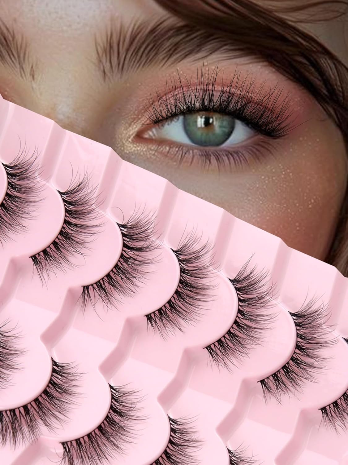 Wispy Lashes False Eyelashes Natural 16mm Fluffy Eyelashes Strip Lashes Pack 3D