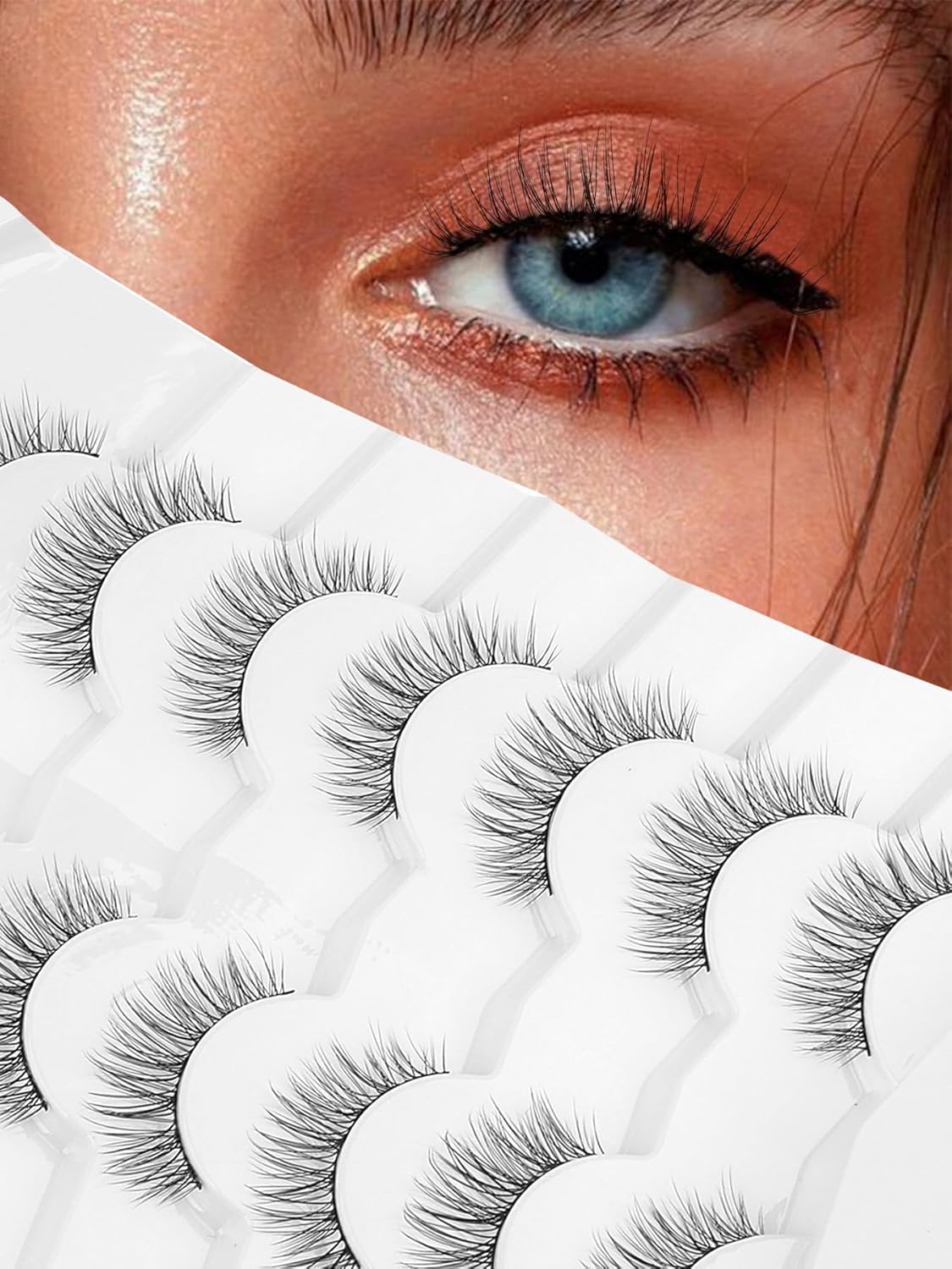 Wispy Lashes False Eyelashes Natural 16mm Fluffy Eyelashes Strip Lashes Pack 3D