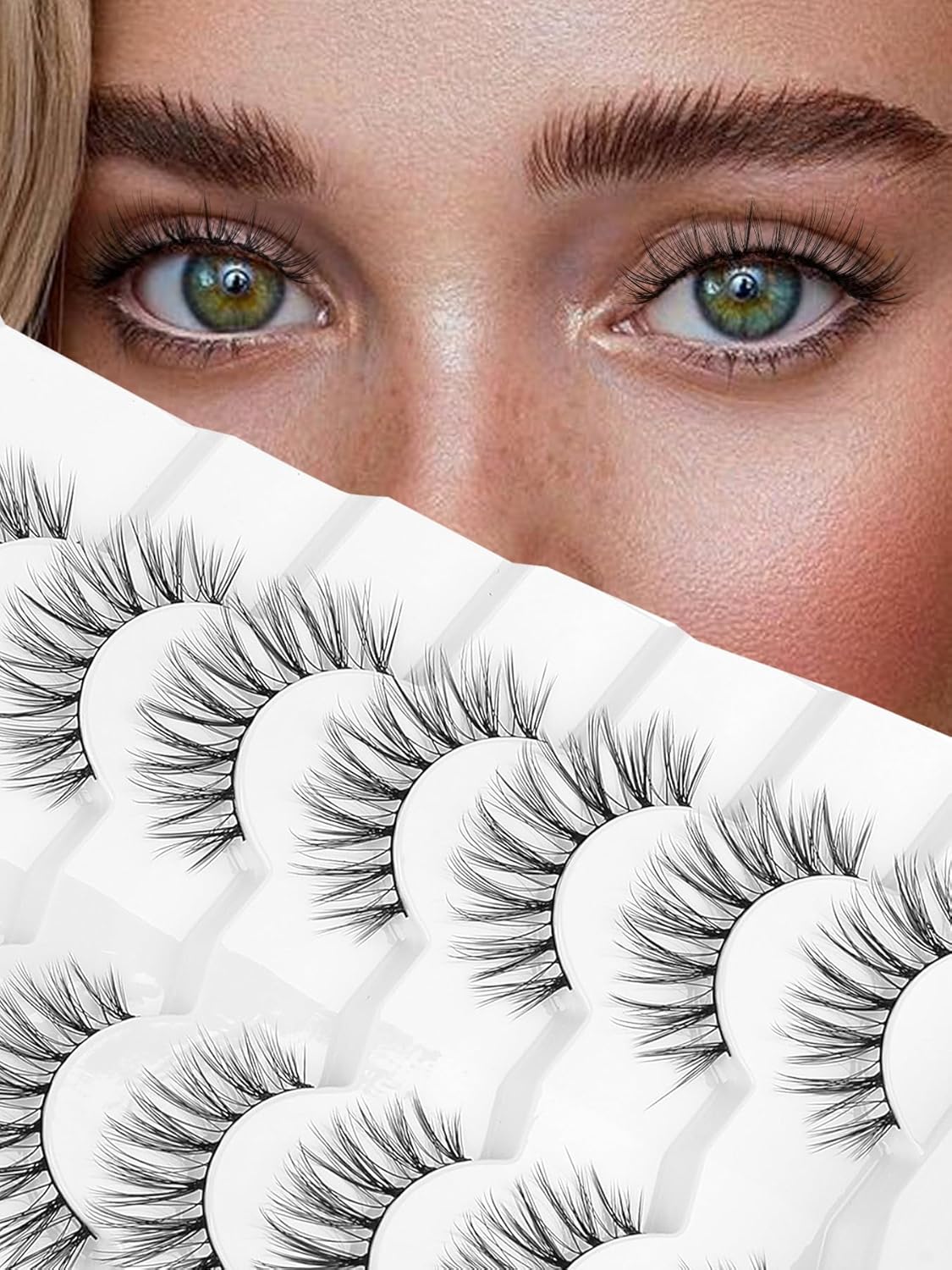 Wispy Lashes False Eyelashes Natural 16mm Fluffy Eyelashes Strip Lashes Pack 3D