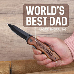 Father’s Day Dad Gifts, Wood Pocket Knife, Wood Handle, Pocket Knife for Camping Hiking Fishing Gift