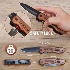 Father’s Day Dad Gifts, Wood Pocket Knife, Wood Handle, Pocket Knife for Camping Hiking Fishing Gift