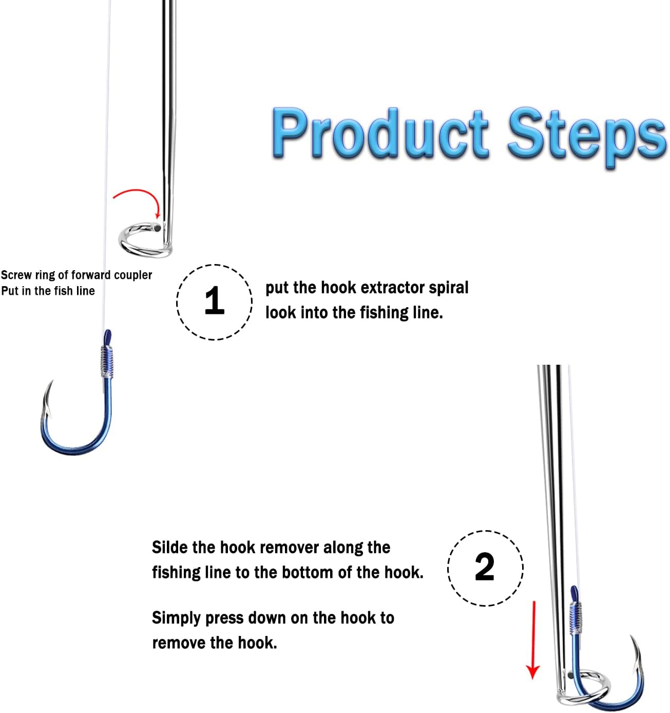 Fish Hook Remover Tool - Quick-Release Device, Adult Fishing Kit with 4-Piece Storage Tube