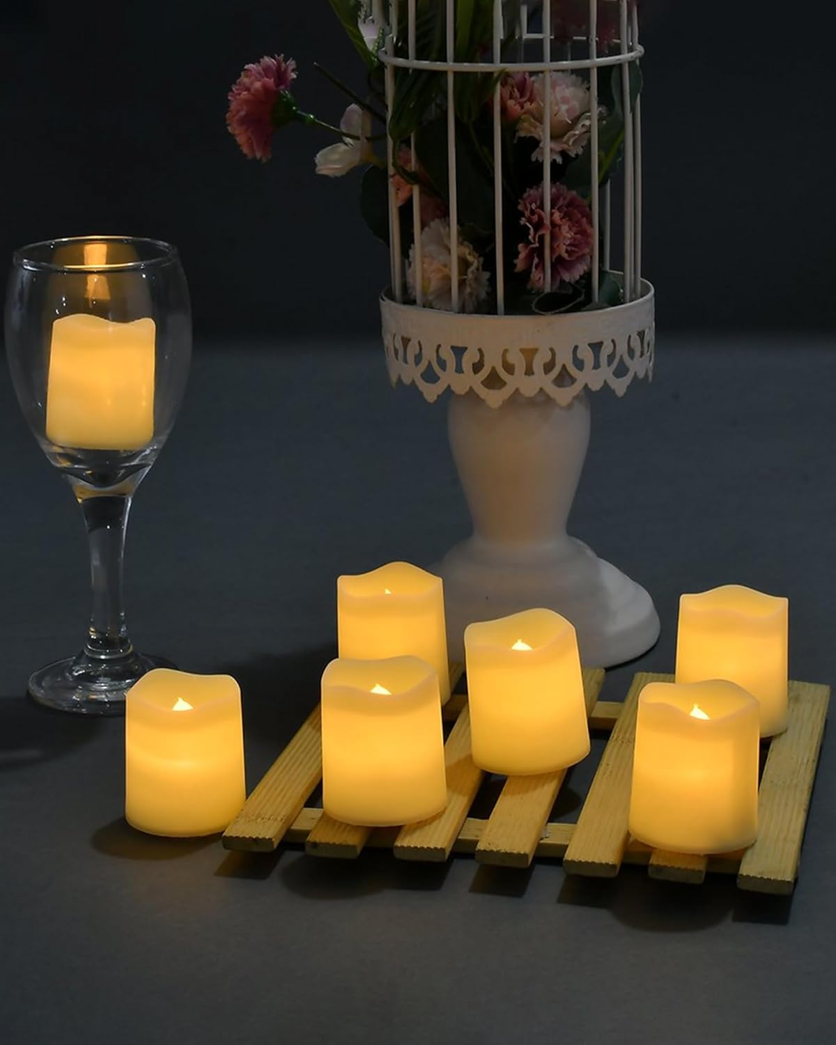 Flameless Flickering LED Candles - 24-Piece 200+HR Battery Operated Warm White Tea Lights for Multi-Occasion Decorations (1.5x1.7)