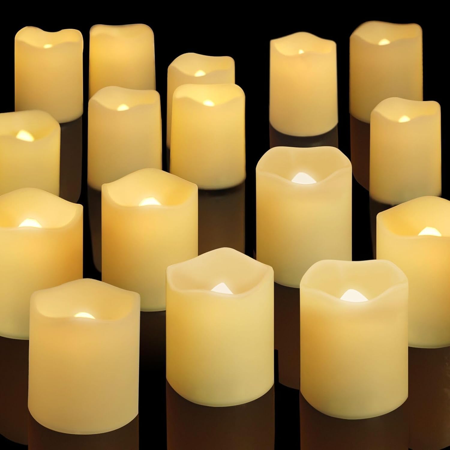 Flameless Flickering LED Candles - 24-Piece 200+HR Battery Operated Warm White Tea Lights for Multi-Occasion Decorations (1.5x1.7)