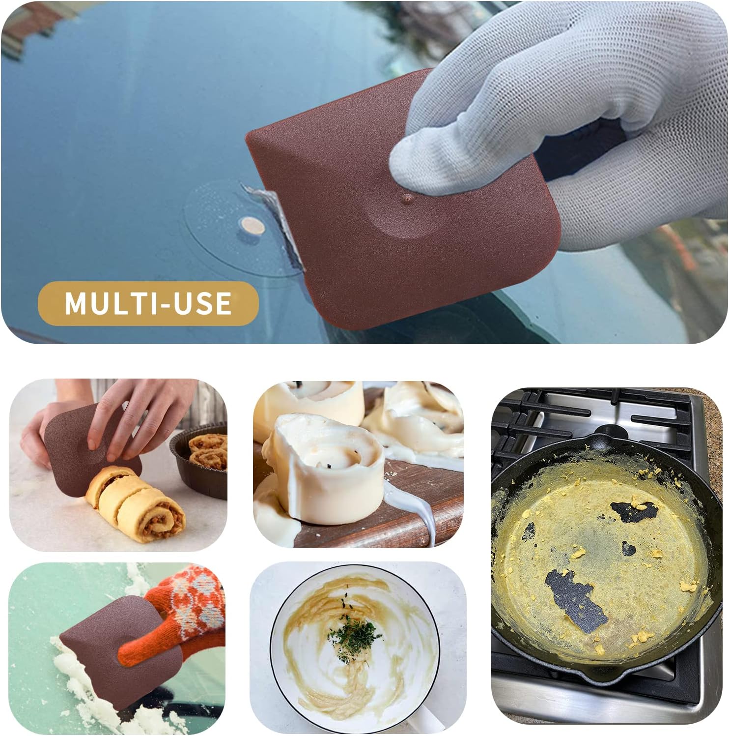 3 pcs Food Scraper Nylon Plastic Pan Pot Scraper, Cast Iron Cleaner Scraper Skillet Scraper Pan Pot Scrubber