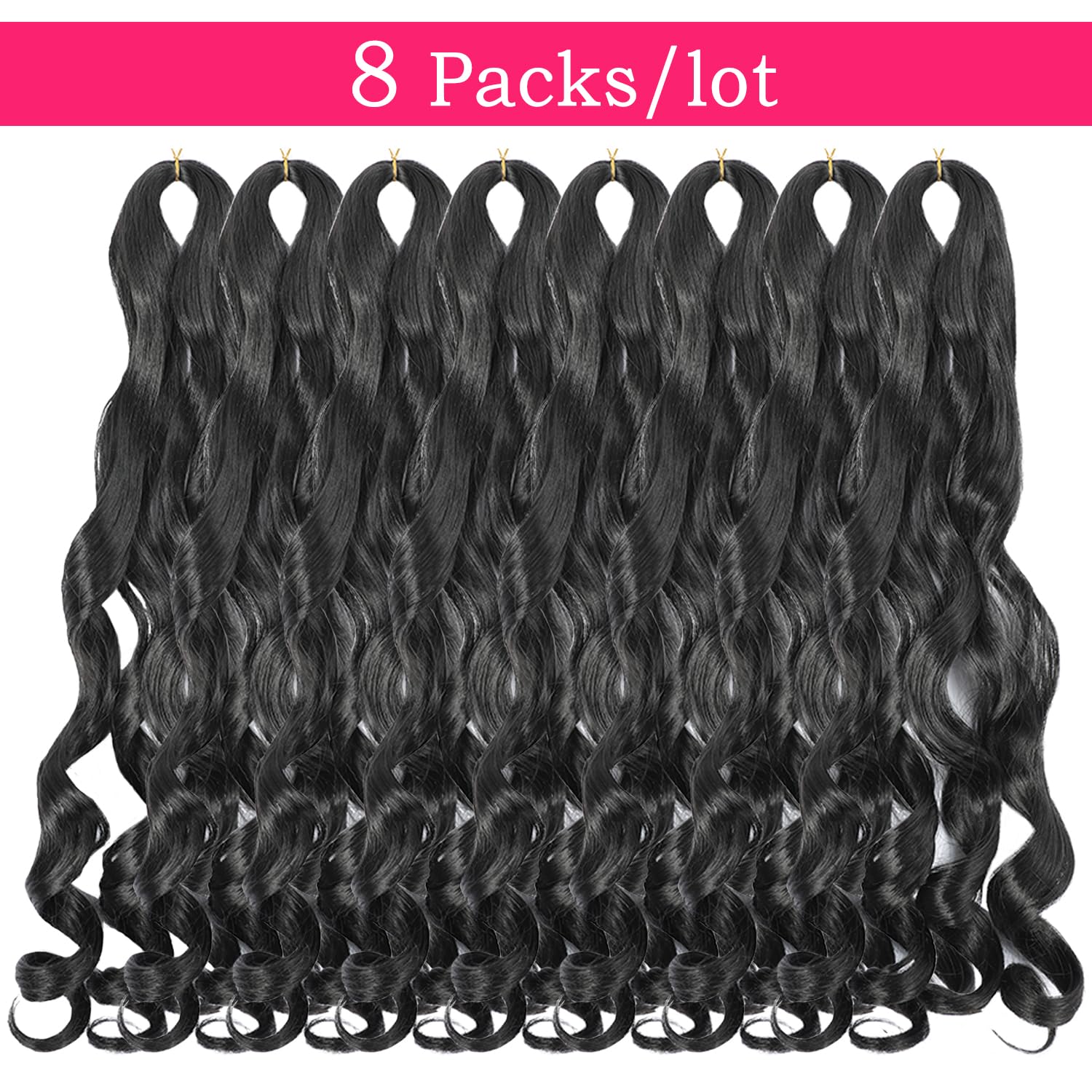 French Curly Synthetic Extensions - Pre-Stretched Bouncy 24in 8pk for Black Women