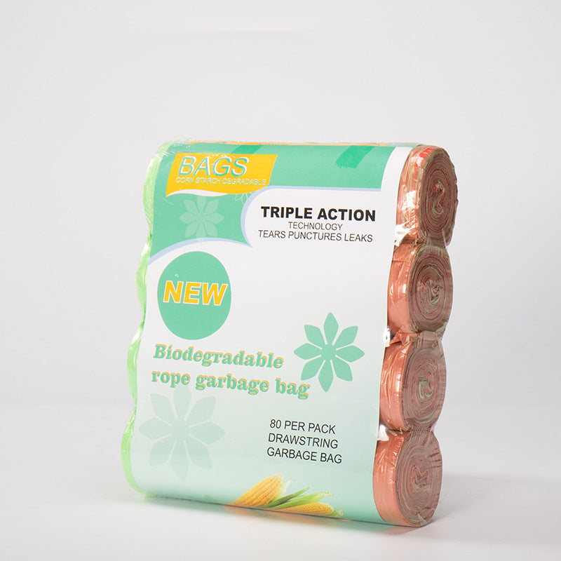 80Pieces Drawstring Style Biodegradable Garbage Bags Per Pack, Thickened and Enlarged