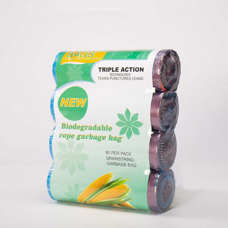 80Pieces Drawstring Style Biodegradable Garbage Bags Per Pack, Thickened and Enlarged