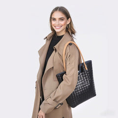 Bolso de mano de piel auténtica para mujer, tipo cartera, con asa superior, suave, para hombro, con cremallera, de tamaño mediano, para viajes de trabajo 