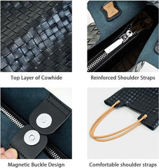 Bolso de mano de piel auténtica para mujer, tipo cartera, con asa superior, suave, para hombro, con cremallera, de tamaño mediano, para viajes de trabajo 